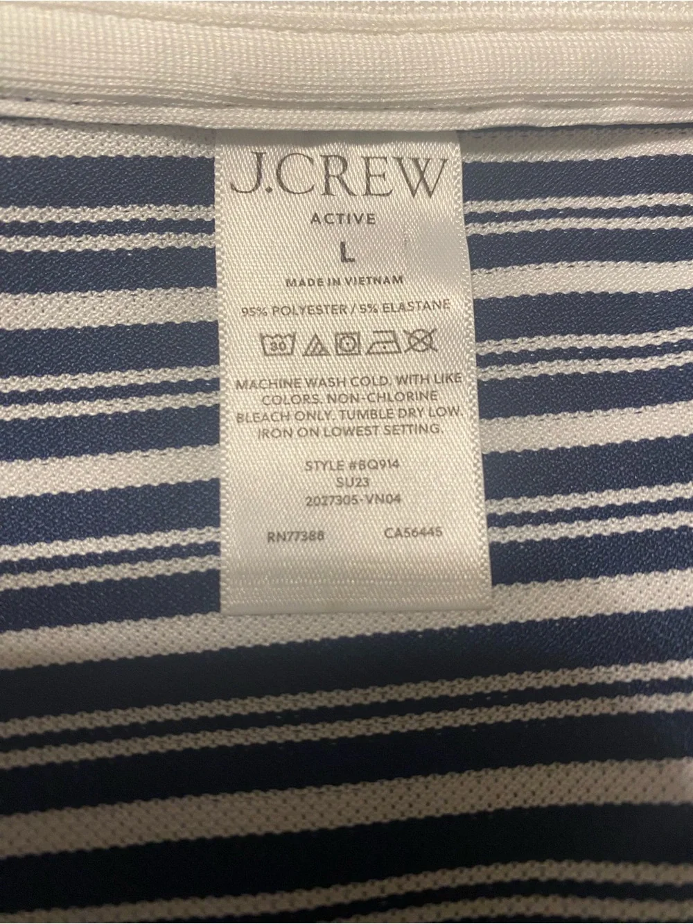 J.Crew Active Polo In Stripe Short Sleeve Top Size Large